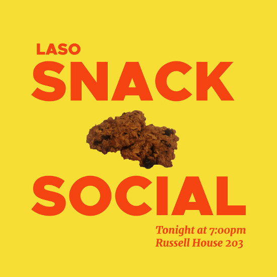 A cookie against a yellow background with between red text reading "Snack Social"