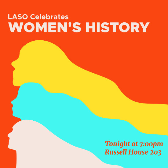 Three woman poised stoica;ly with the text "LASO Celebrates Women's History Month"